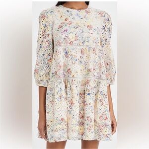 Tuckernuck En Saison Womens Eyelet Floral Babydoll Mini Dress Size medium